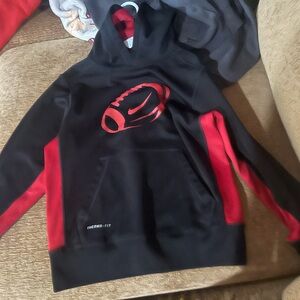 Nike Kids' Black and Red Dri-FIT Hoodie